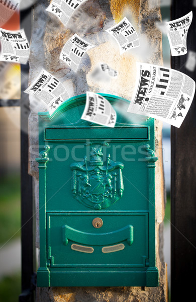 Posta doboz minden nap újságok repülés ki Stock fotó © ra2studio