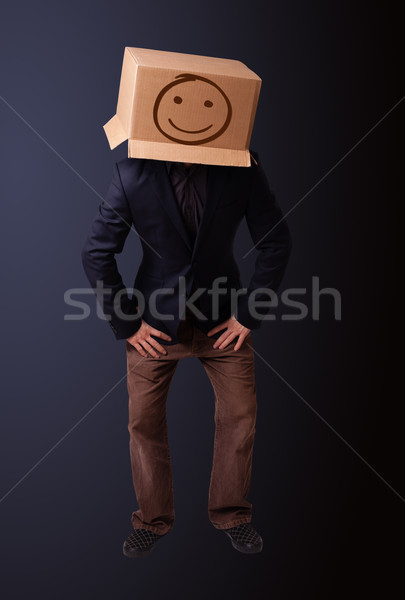 Młody człowiek karton głowie stałego Zdjęcia stock © ra2studio