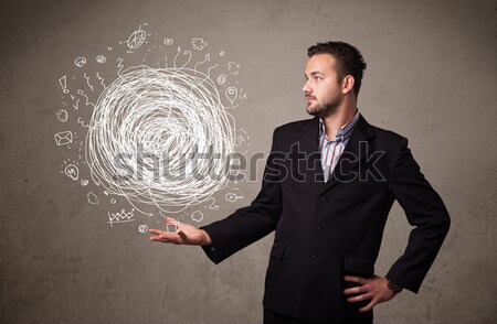 Káosz kéz üzletember fiatal tart férfi Stock fotó © ra2studio