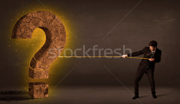 Hombre de negocios grande sólido signo de interrogación piedra Foto stock © ra2studio