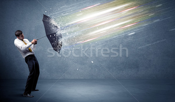 Homme d'affaires lumière parapluie affaires eau argent [[stock_photo]] © ra2studio