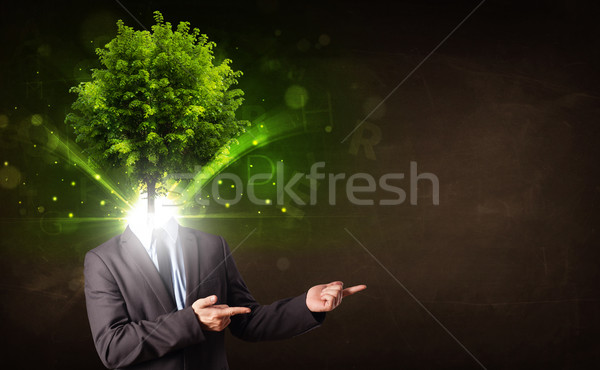 Man with green tree head concept Stock photo © ra2studio