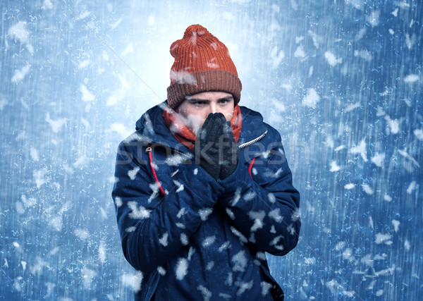 Knap jongen man winter portret Stockfoto © ra2studio