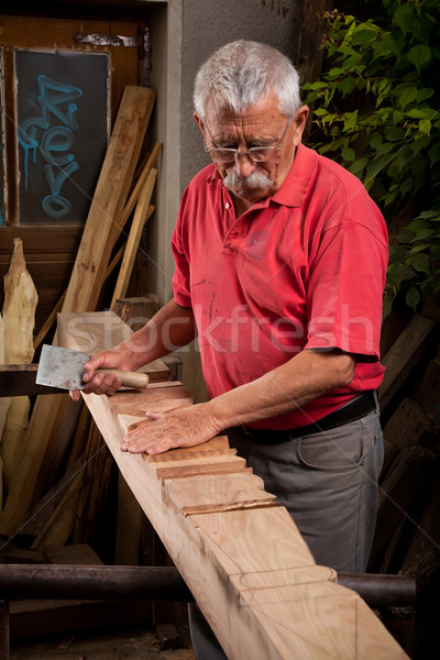 Trabalhando cinzel velho mão madeira construção Foto stock © ra2studio