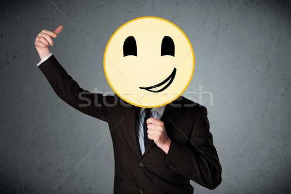Empresario cara sonriente emoticon amarillo cabeza Foto stock © ra2studio