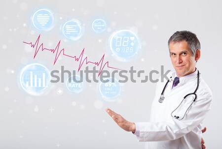 醫生 現代 心跳 圖像 臨床 醫生 商業照片 © ra2studio