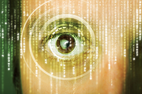 Stock photo: Modern cyber soldier with target matrix eye