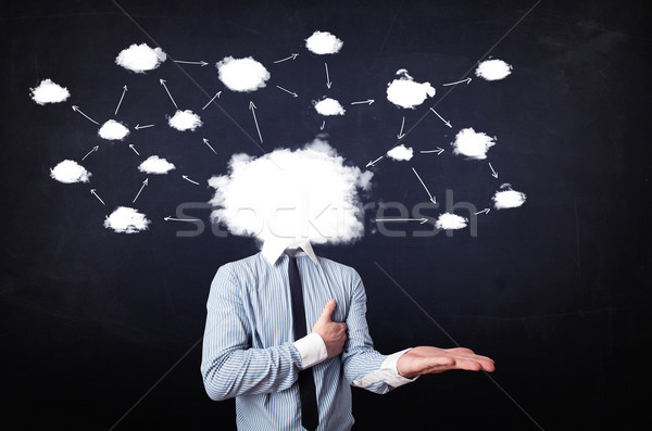 Geschäftsmann Cloud-Netzwerk Kopf schmutzig Karte Technologie Stock foto © ra2studio