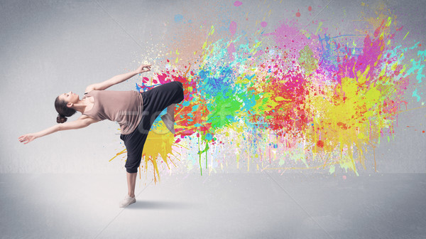 Młodych kolorowy ulicy tancerz farby splash Zdjęcia stock © ra2studio