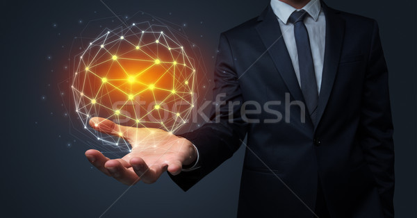 Businessman holding global connection concept  Stock photo © ra2studio