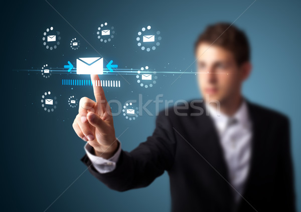 бизнесмен виртуальный обмен сообщениями тип иконки Сток-фото © ra2studio