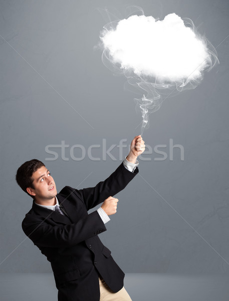 Jonge man wolk knap achtergrond springen Stockfoto © ra2studio