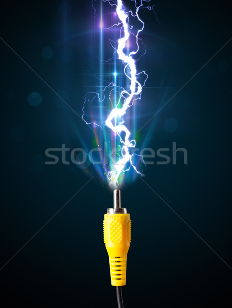 Electric cable with glowing electricity lightning Stock photo © ra2studio