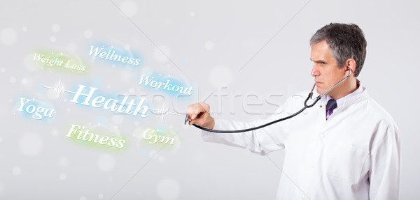 Foto stock: Clínico · médico · senalando · salud · fitness · colección