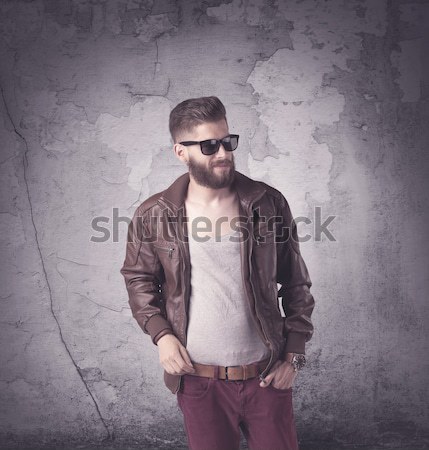 Stylish männlich Bart Sonnenbrillen Hipster Mode Stock foto © ra2studio