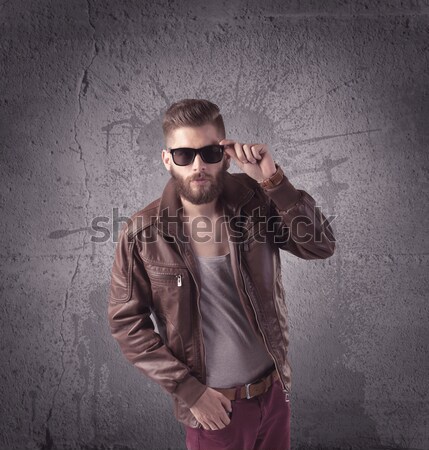 Gut aussehend Hipster Mode Kleidung funny Jahrgang Stock foto © ra2studio