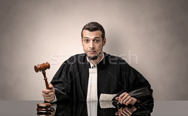Fiatal bíró talár fekete készít döntés Stock fotó © ra2studio