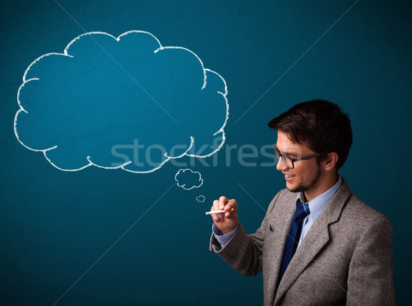 [[stock_photo]]: Jeune · homme · fumer · cigarette · idée · nuage · séduisant