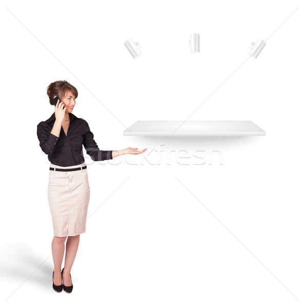 Beutiful young woman presenting modern copy space Stock photo © ra2studio