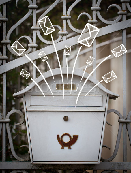 Hand drawn envelopes comming out of a mailbox Stock photo © ra2studio