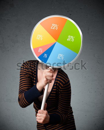 Young woman holding a pie chart Stock photo © ra2studio