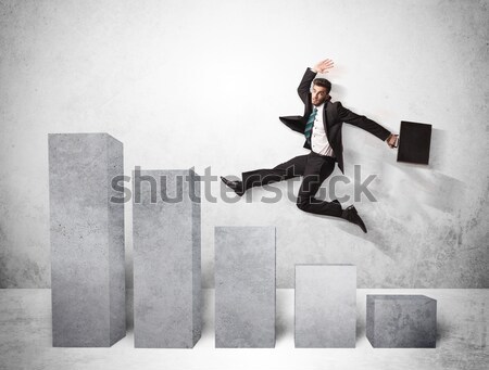 Energic om de afaceri jumping pod decalaj cer Imagine de stoc © ra2studio