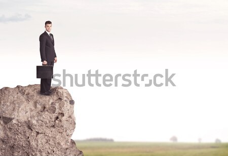 Happy salesman on cliff in the country Stock photo © ra2studio