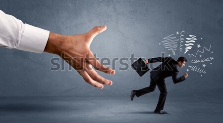 Stressig Geschäftsmann läuft groß Hand Büro Stock foto © ra2studio