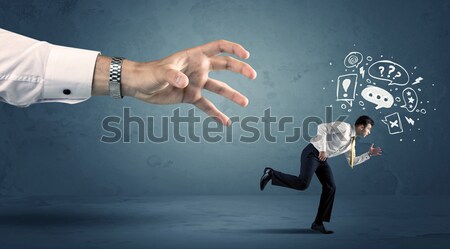 üzletember fut nagy kéz firka ikonok Stock fotó © ra2studio
