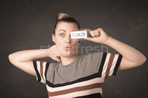 Ragazza felice guardando carta occhi occhiali Foto d'archivio © ra2studio