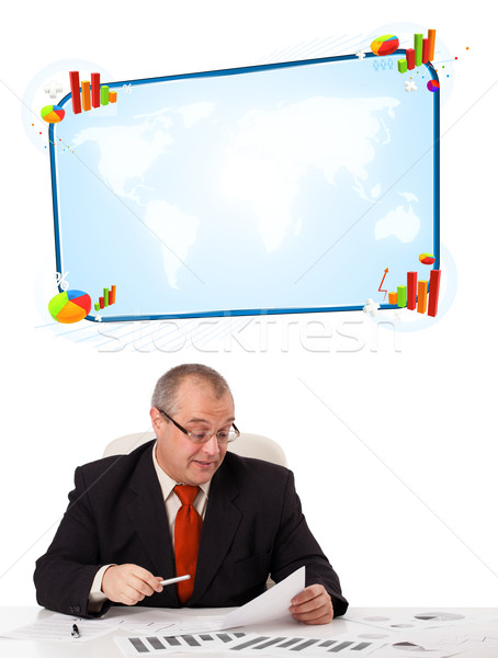 Businessman sitting at desk with copy space Stock photo © ra2studio