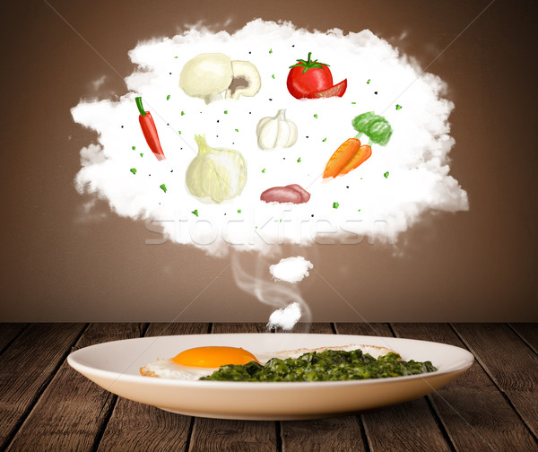 Placa alimentos vegetales ingredientes ilustración nube Foto stock © ra2studio