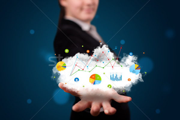 Nube gráficos gráfico iconos Foto stock © ra2studio