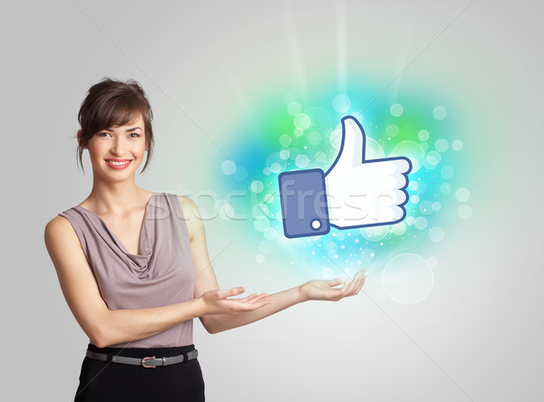 Jong meisje zoals social media illustratie technologie achtergrond Stockfoto © ra2studio