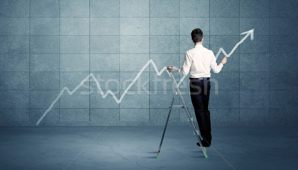 Man drawing line from ladder Stock photo © ra2studio