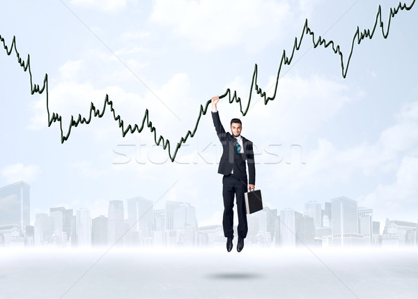 [[stock_photo]]: Suspendu · affaires · graphique · corde · affaires · main