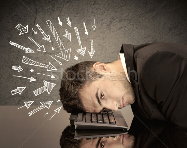 Arrows pointing at sad office worker Stock photo © ra2studio