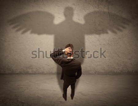 Ehrlich Verkäufer Engel Schatten erfolgreich Geschäftsmann Stock foto © ra2studio