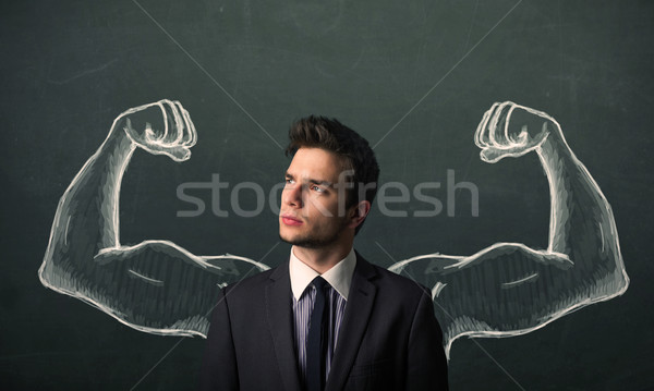 wondering with sketched strong and muscled arms Stock photo © ra2studio