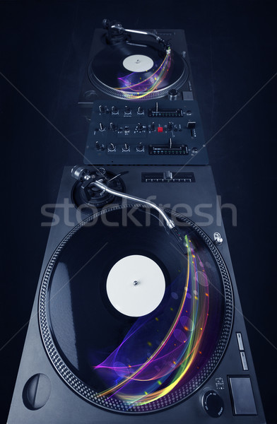 Foto stock: Plato · jugando · vinilo · resumen · líneas