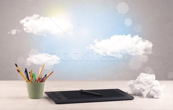 Jasne niebo chmury działalności Zdjęcia stock © ra2studio