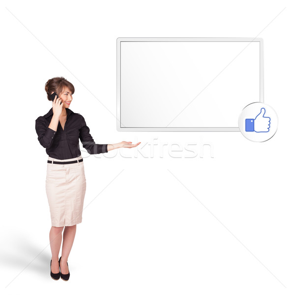 young woman presenting modern copy space Stock photo © ra2studio