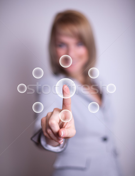Vrouw digitale knoppen hand toetsenbord Stockfoto © ra2studio