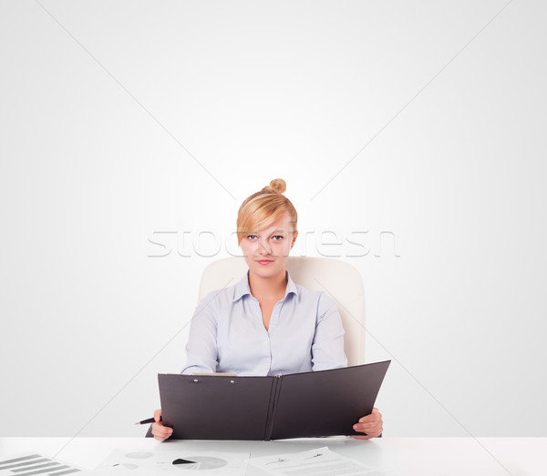 Young businesswoman with plain white copy space Stock photo © ra2studio