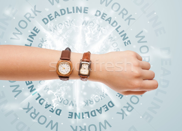 Clocks with work and deadline round writing Stock photo © ra2studio