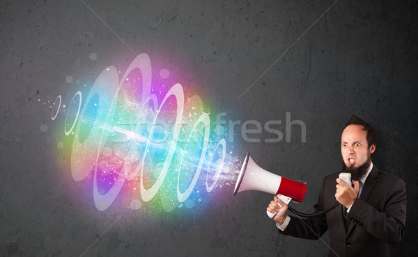 Stockfoto: Man · luidspreker · kleurrijk · energie · balk · uit