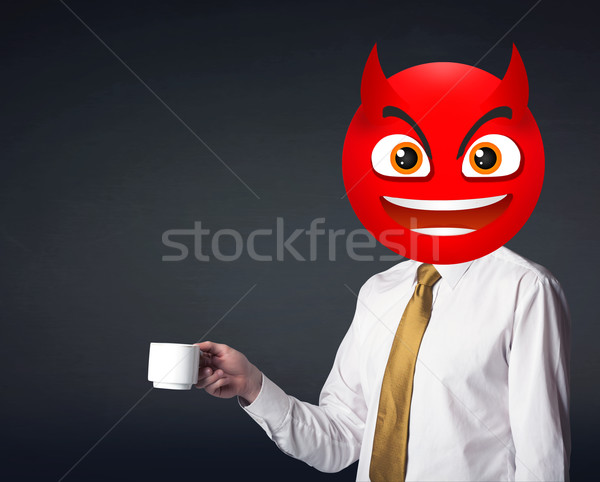 üzletember ördög mosolygós arc vicces üzlet férfi Stock fotó © ra2studio