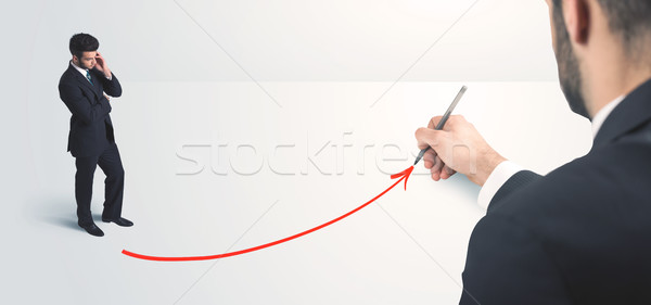 Foto stock: Empresário · olhando · linha · mão · fundo