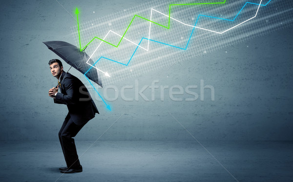 Homme d'affaires parapluie bourse coloré affaires [[stock_photo]] © ra2studio