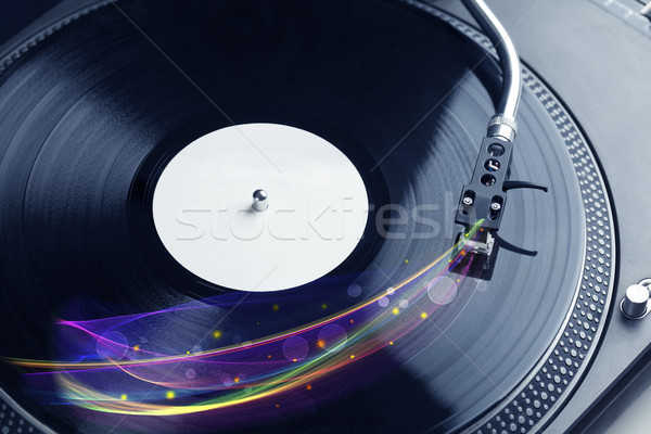 Stockfoto: Draaitafel · spelen · vinyl · abstract · lijnen